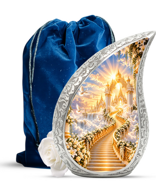 Heavenly Stairway Cremation Urn for Adult Ashes, Golden Heaven Memorial Urn