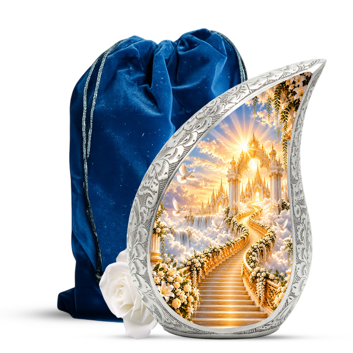Heavenly Stairway Cremation Urn for Adult Ashes, Golden Heaven Memorial Urn