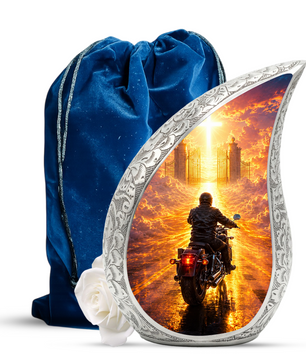 Motorcycle Heaven Urn for Dad – Motorcycle Cremation Urn for Human Ashes, Adult Male Memorial Keepsake