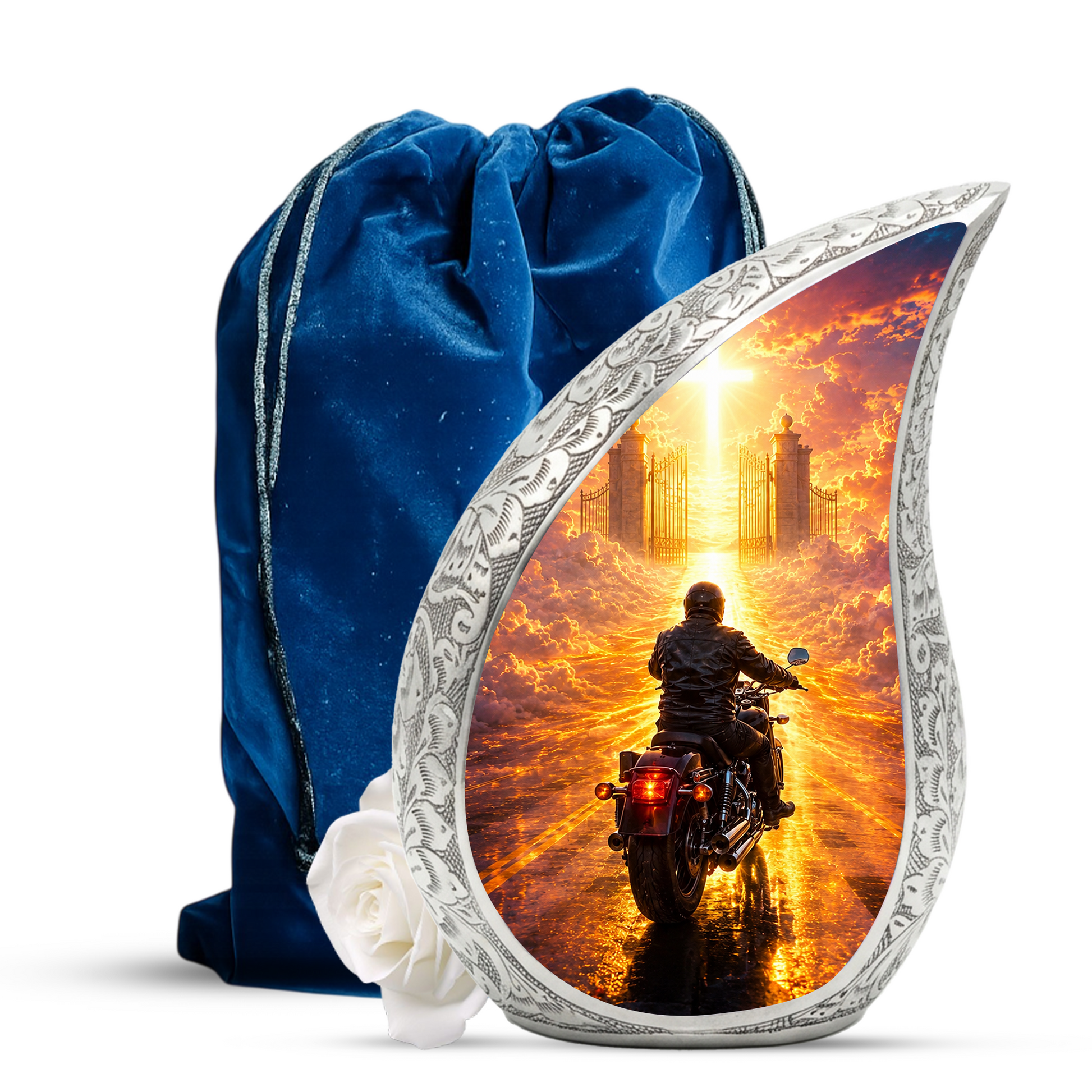 Motorcycle Heaven Urn for Dad – Motorcycle Cremation Urn for Human Ashes, Adult Male Memorial Keepsake
