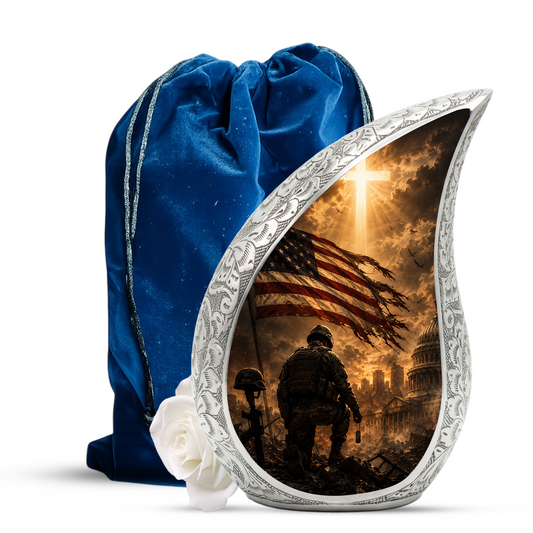 Soldier Urn for Human Ashes | Military Adult Cremation Urn Memorial