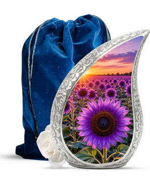 Purple Sunflower Urn for Mom | Beautiful Floral Cremation Urn for Women & Human Ashes