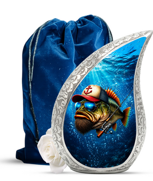 Gone Fishing Urn, Fish Cremation Urn for Ashes, Personalized Memorial Urn for Dad