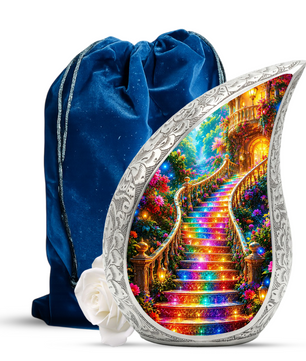 Rainbow Stairway to Heaven Urn for Mom, Personalized Cremation Urn for Ashe