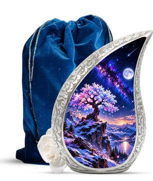 Tree of Life Urn for Ashes, Pink Blossom Tree Cremation Urn