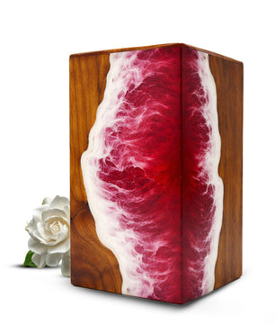 Personalized Ocean Urn For Ashes - Handmade Resin Wood Keepsake Urns Box