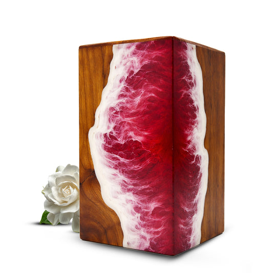 Personalized Ocean Urn For Ashes - Handmade Resin Wood Keepsake Urns Box