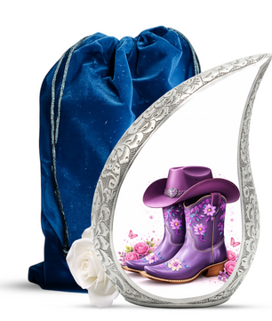 Cowgirl Boot with Hat Cremation Urn for Mom - Personalized Western Urns For Female