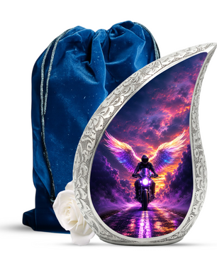 Motorcycle Wing Urn for Dad Ashes | Angel Wings Motorcycle Cremation Urn for Men