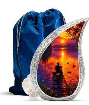 Fishing Cremation Urn for Dad – Gone Fishing Memorial Urn for Human Ashes, Personalized Fishing Urn