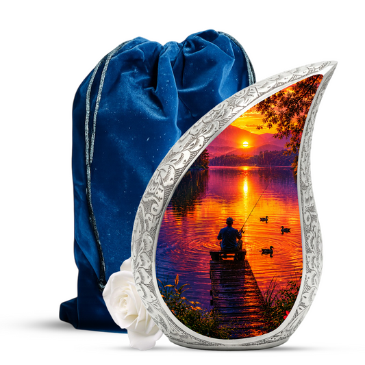 Fishing Cremation Urn for Dad – Gone Fishing Memorial Urn for Human Ashes, Personalized Fishing Urn