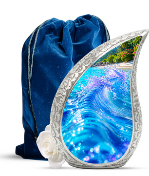 Ocean Wave Urn for Mom – Personalized Beach Cremation Urn for Women | Memorial Ocean Urn for Mother & Sister
