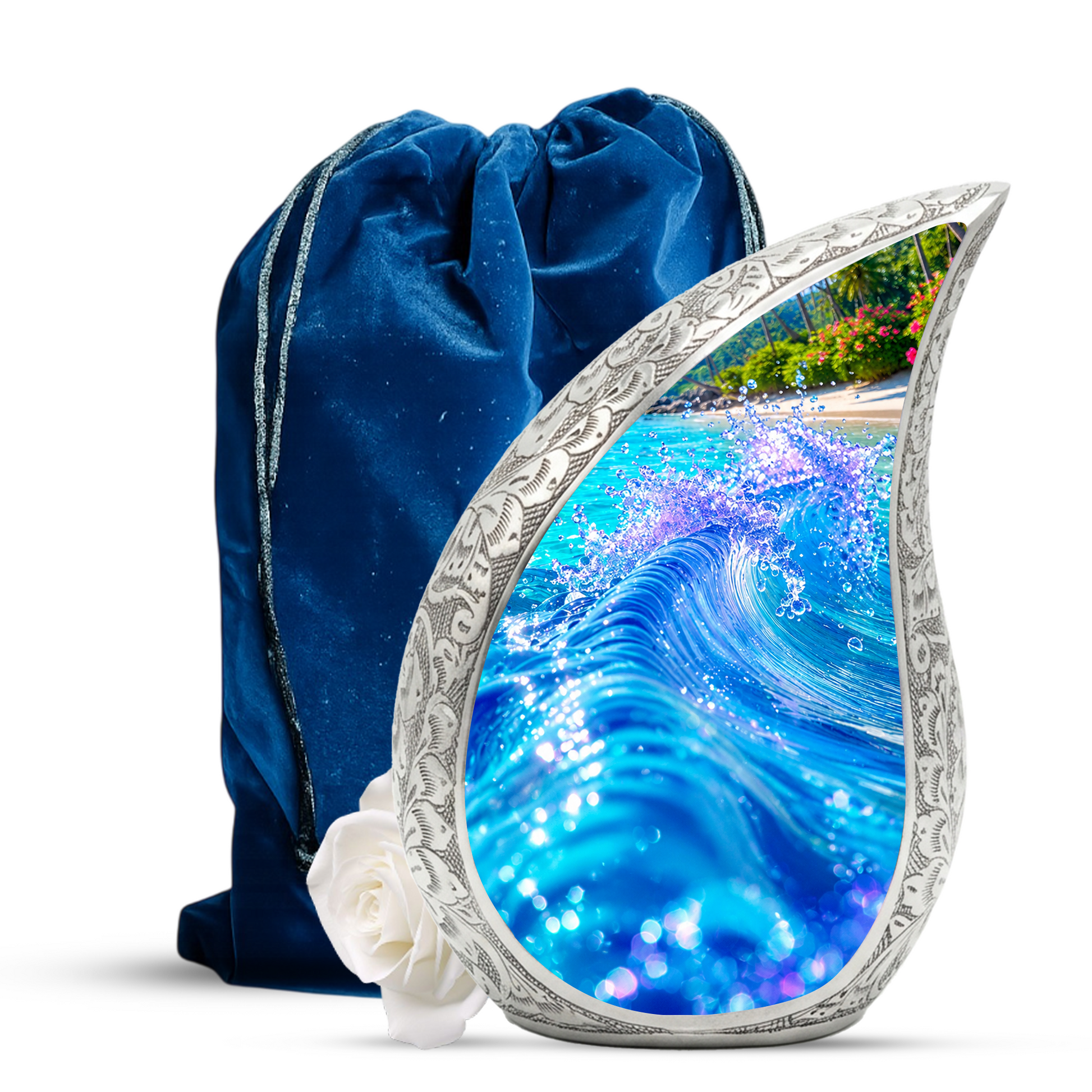 Ocean Wave Urn for Mom – Personalized Beach Cremation Urn for Women | Memorial Ocean Urn for Mother & Sister