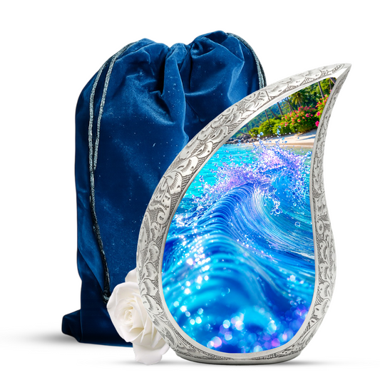 Ocean Wave Urn for Mom – Personalized Beach Cremation Urn for Women | Memorial Ocean Urn for Mother & Sister