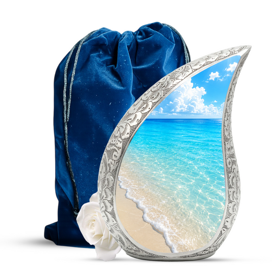 Ocean Beach Cremation Urn – Elegant Memorial Urn for Mom, Dad, Women & Men