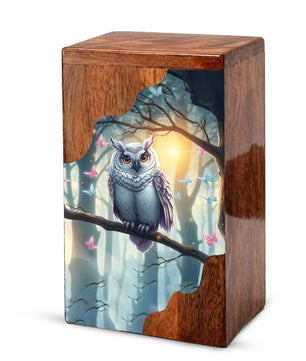 Wooden Cremation Urn – Owl Memorial Urn | Custom Wooden Memorial Urn for Adult Ashes