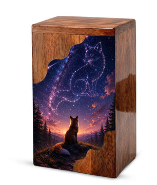 Fox Memorial Wooden Cremation Urn – Wooden Urn for Human Ashes