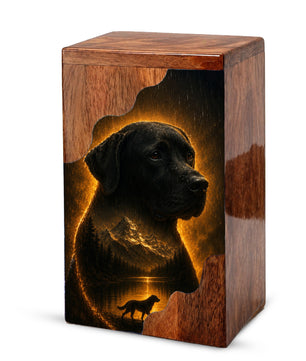 Black Labrador Wooden Cremation Urn for Human Ashes | Personalized Dog Memorial Urn