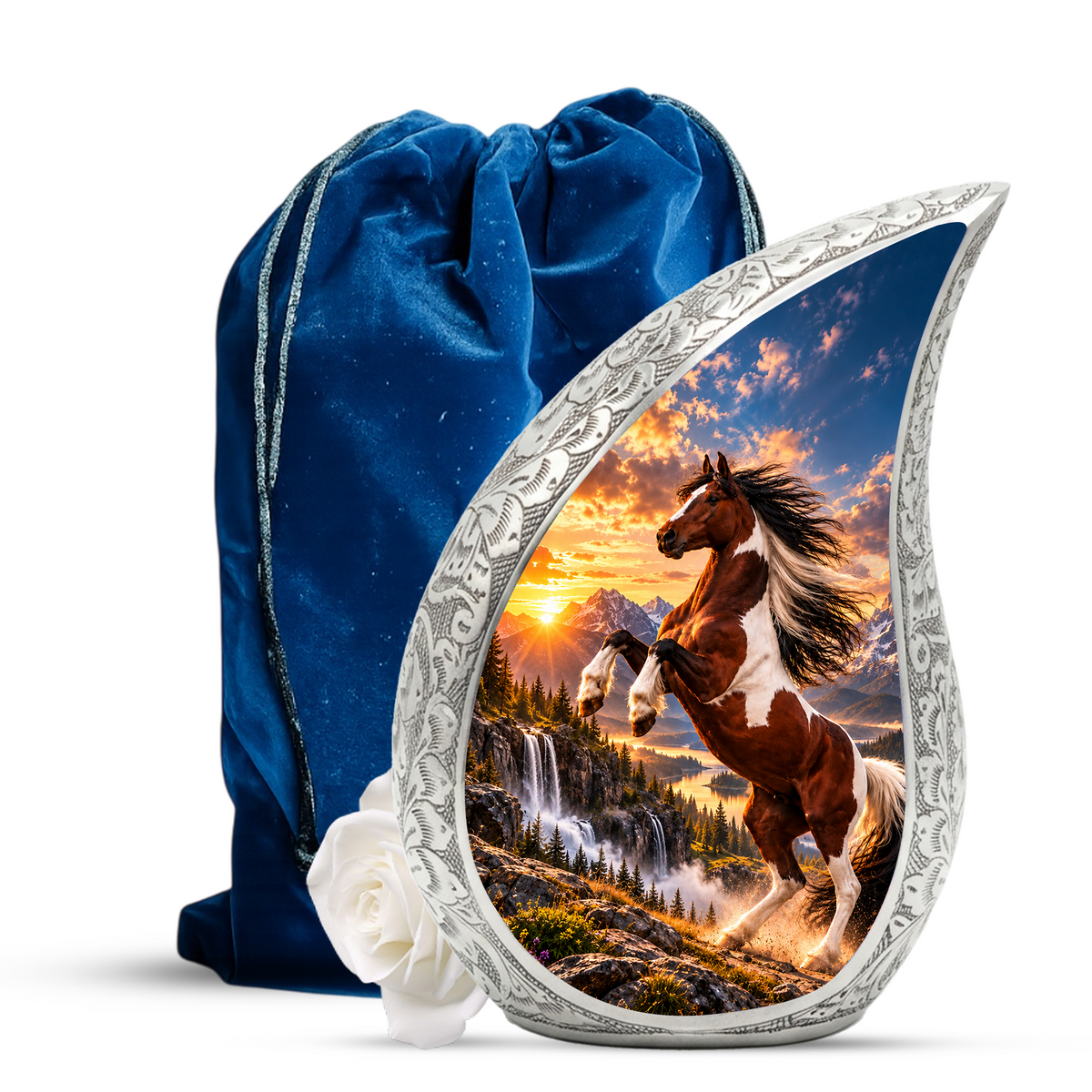 Horse Cremation Urn for Ashes, Rearing Horse Memorial Urn, Personalized Adult Urn