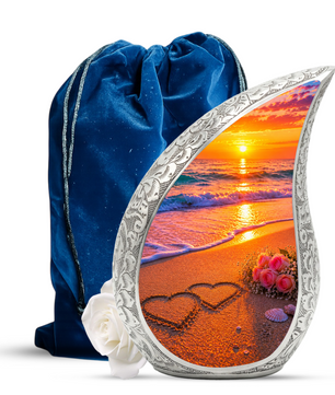 Beach Sunset Urn for Mom – Personalized Adult Cremation Urn for Human Ashes | Memorial Keepsake Funeral Urn for Women