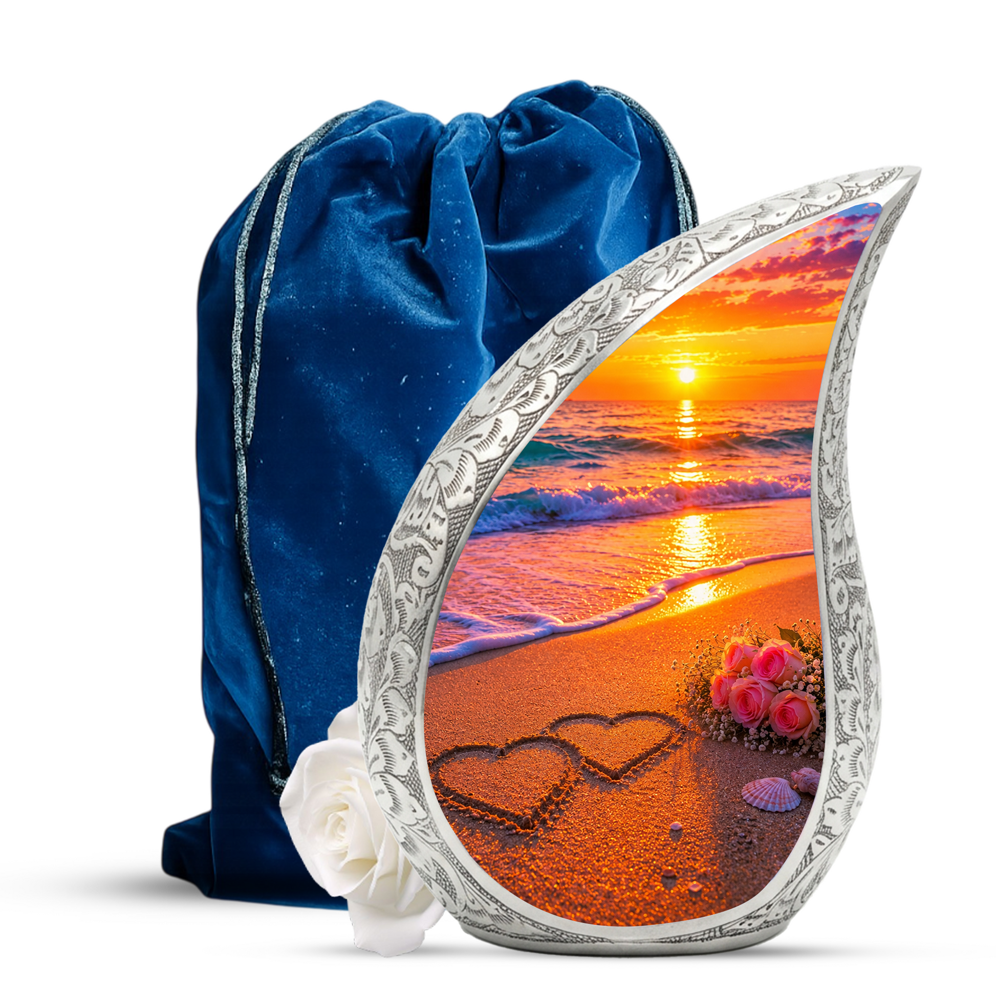 Beach Sunset Urn for Mom – Personalized Adult Cremation Urn for Human Ashes | Memorial Keepsake Funeral Urn for Women