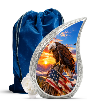 Eagle Cremation Urn for Dad - American Flag Eagle Memorial Keepsake Urn