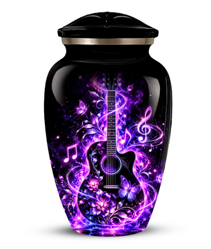 Personalized Guitar Cremation Urn for Ashes, Purple Music Memorial Urn, Custom Adult Cremation Urn