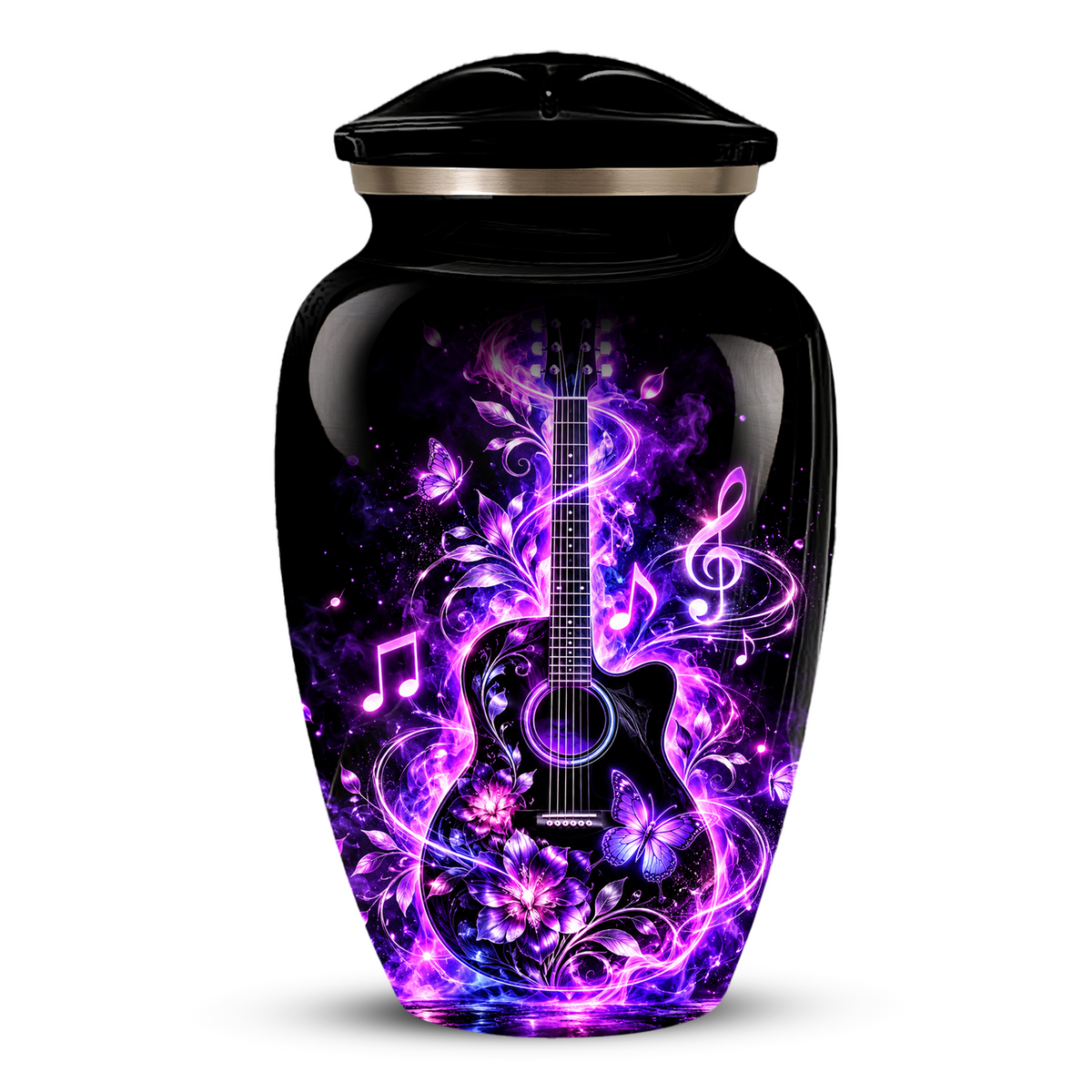 Personalized Guitar Cremation Urn for Ashes, Purple Music Memorial Urn, Custom Adult Cremation Urn
