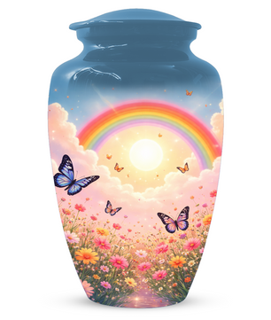Rainbow Butterfly Urn for Ashes, Custom Memorial Cremation Urn