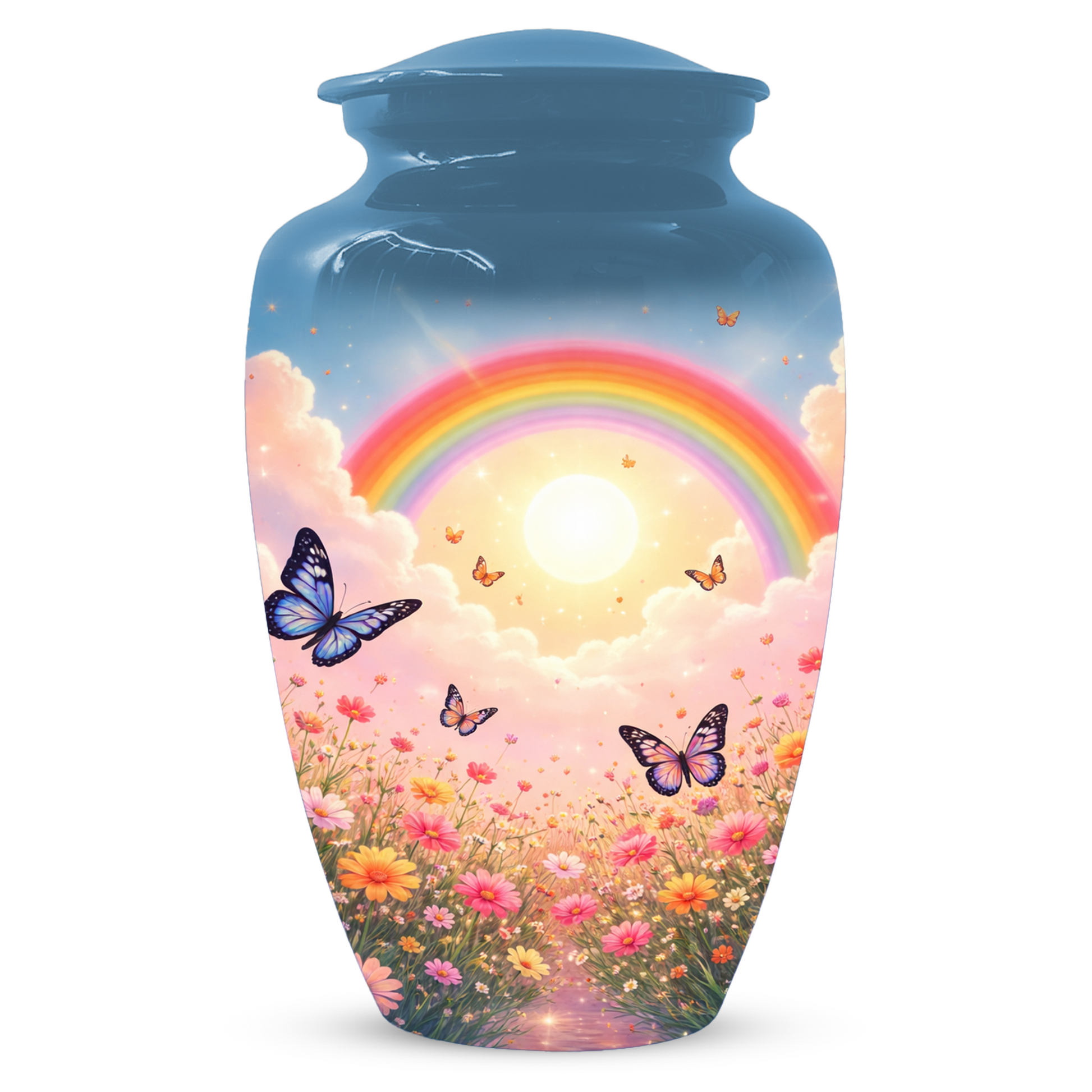 Rainbow Butterfly Urn for Ashes, Custom Memorial Cremation Urn