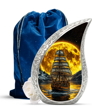 Pirate Ship Ocean Adult Urn for Human Ashes – Premium Ocean Wave Cremation Urn