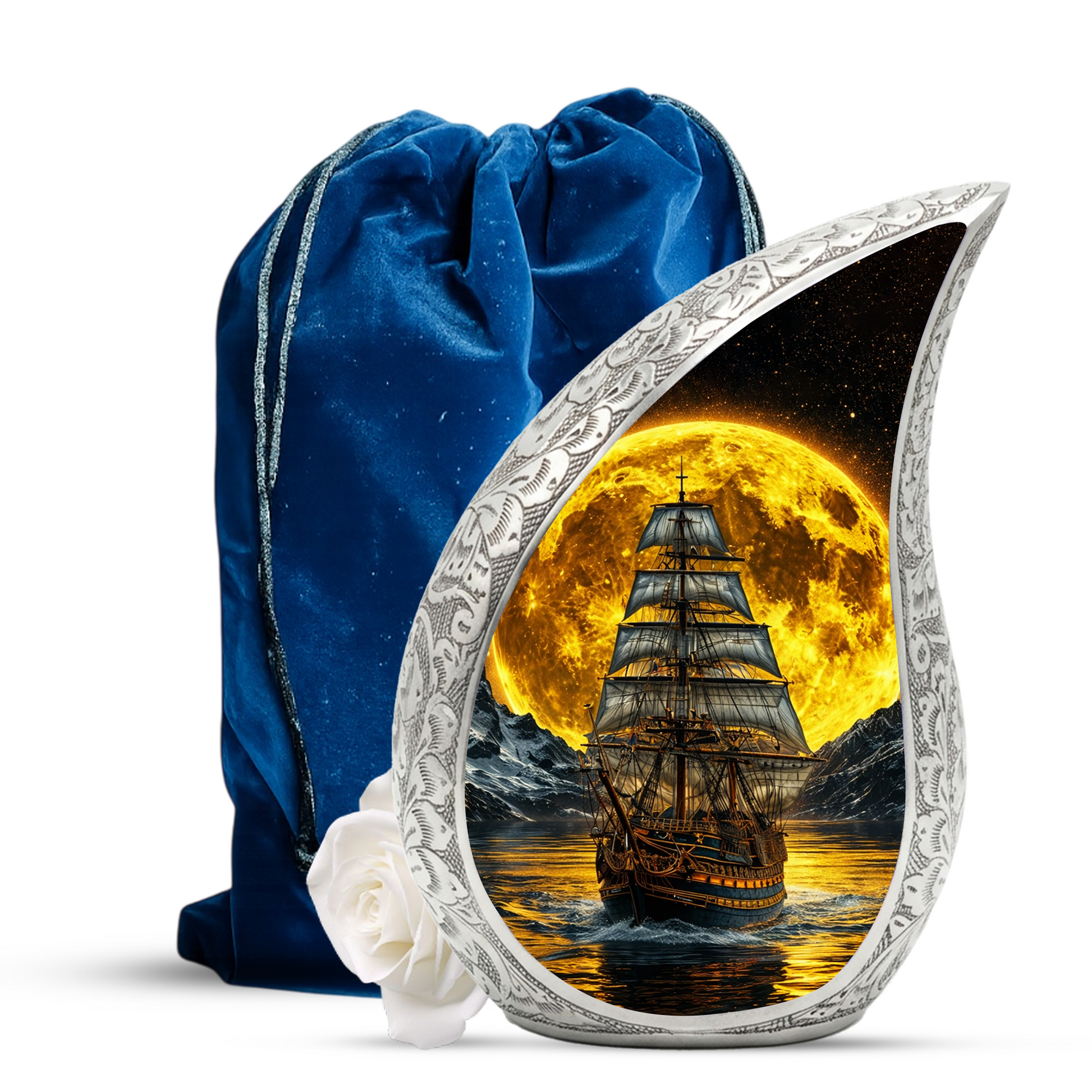 Pirate Ship Ocean Adult Urn for Human Ashes – Premium Ocean Wave Cremation Urn