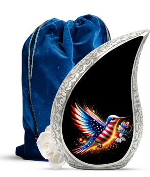 Patriotic Hummingbird Urn for Mom | Adult Cremation Urn for Ashes