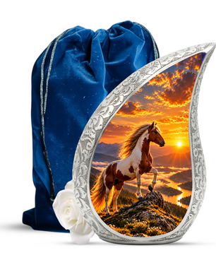 Horse Cremation Urn for Dad - Pinto Horse Memorial Urn for Ashes