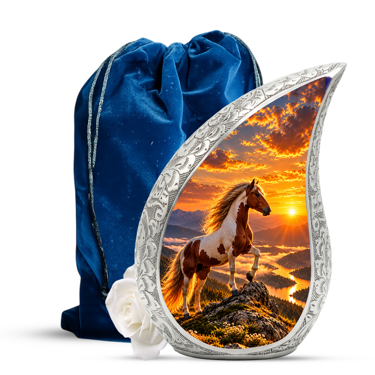 Horse Cremation Urn for Dad - Pinto Horse Memorial Urn for Ashes