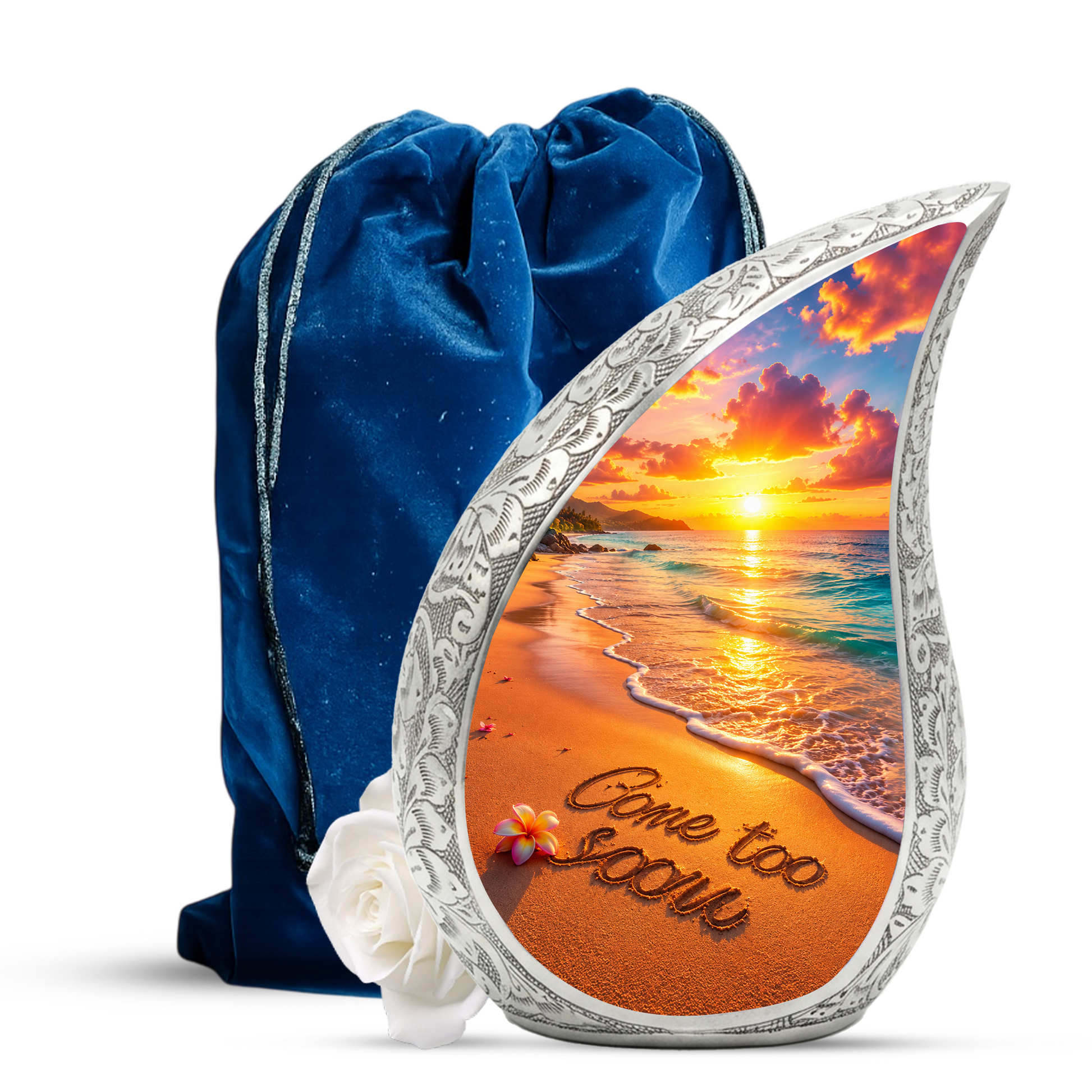 Beach Sunset Adult Cremation Urn for Mom – Personalized Memorial Urn for Human Ashes | Ocean Funeral Urn for Women
