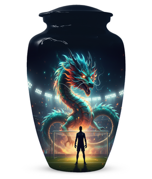 Dragon Soccer Urn for Human Ashes, Personalized Cremation Urn for Dad