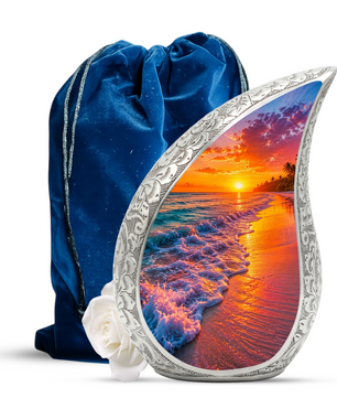 Beach Sunset Urn for Human Ashes | Ocean Sunset Beach Cremation Urn