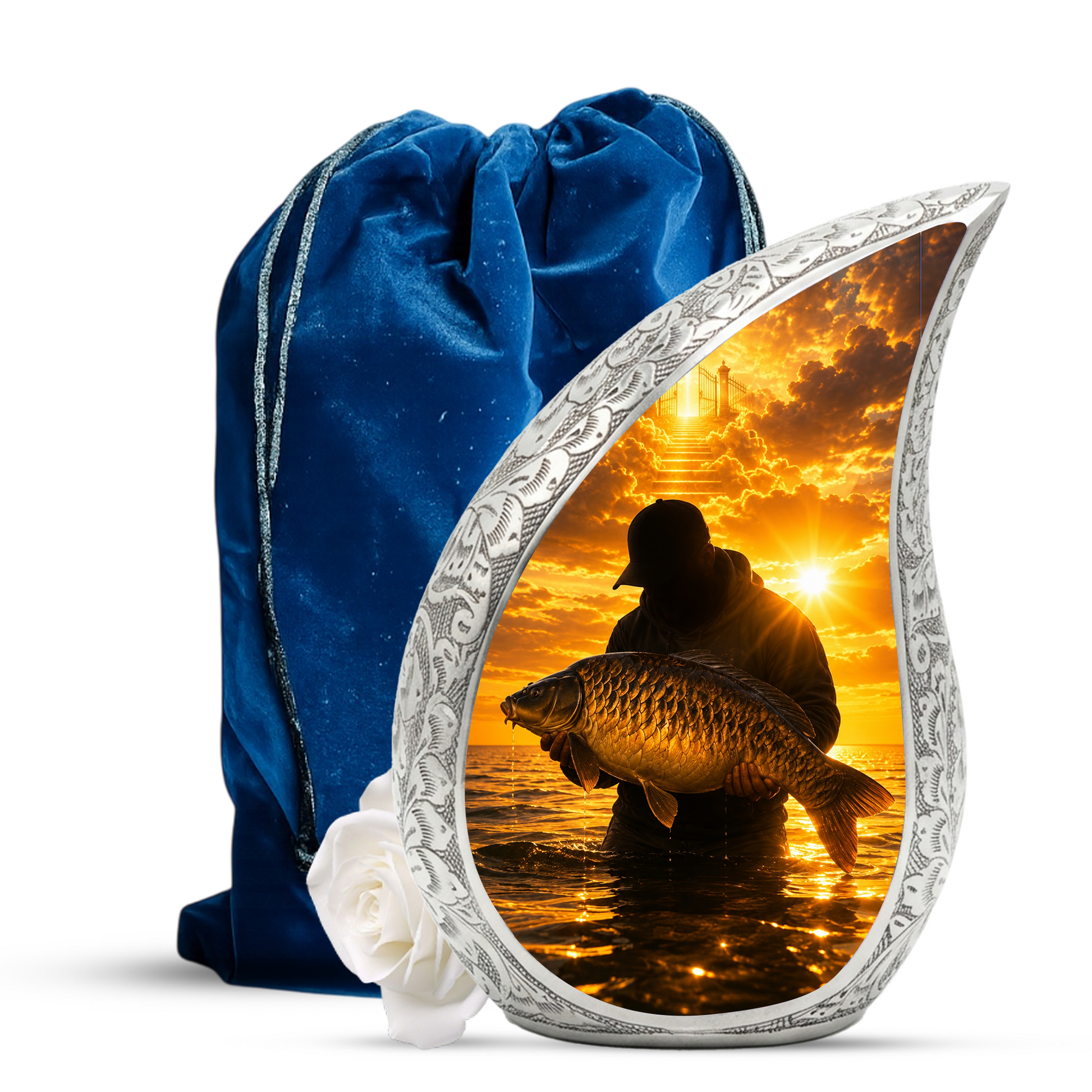 Fishing Cremation Urn for Dad – Gone Fishing Adult Male Memorial Urn for Human Ashes