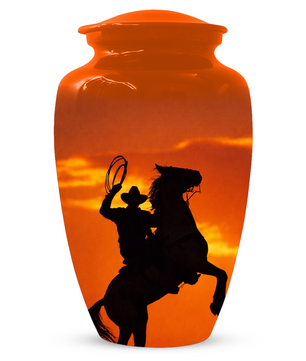 Personalized Cowboy Urn for Ashes | Western Horse Cremation Urn for Dad