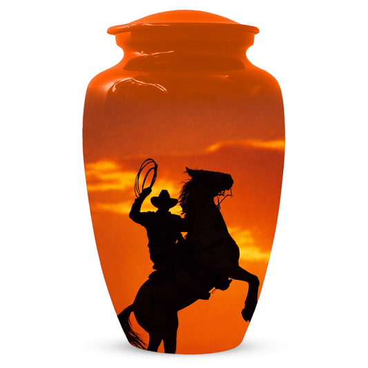 Personalized Cowboy Urn for Ashes | Western Horse Cremation Urn for Dad