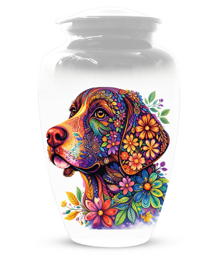 Personalized Dog Cremation Urn for Ashes | Custom Pet Memorial Urn | Colorful Floral Dog Urn |