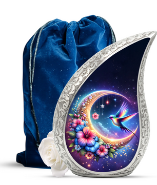 Beautiful Flower Moon with Hummingbird Cremation Urn for Mom & Loved Ones