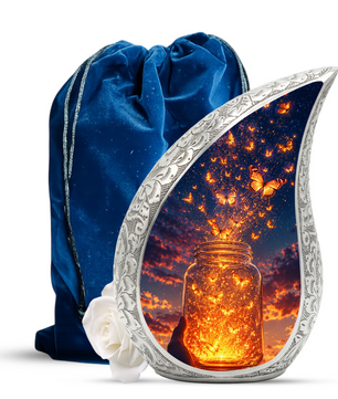 Butterfly Sunset Urn for Ashes | Glowing Butterfly Cremation Urn, Butterfly Urn for Human Ashes, Beautiful Memorial Urn