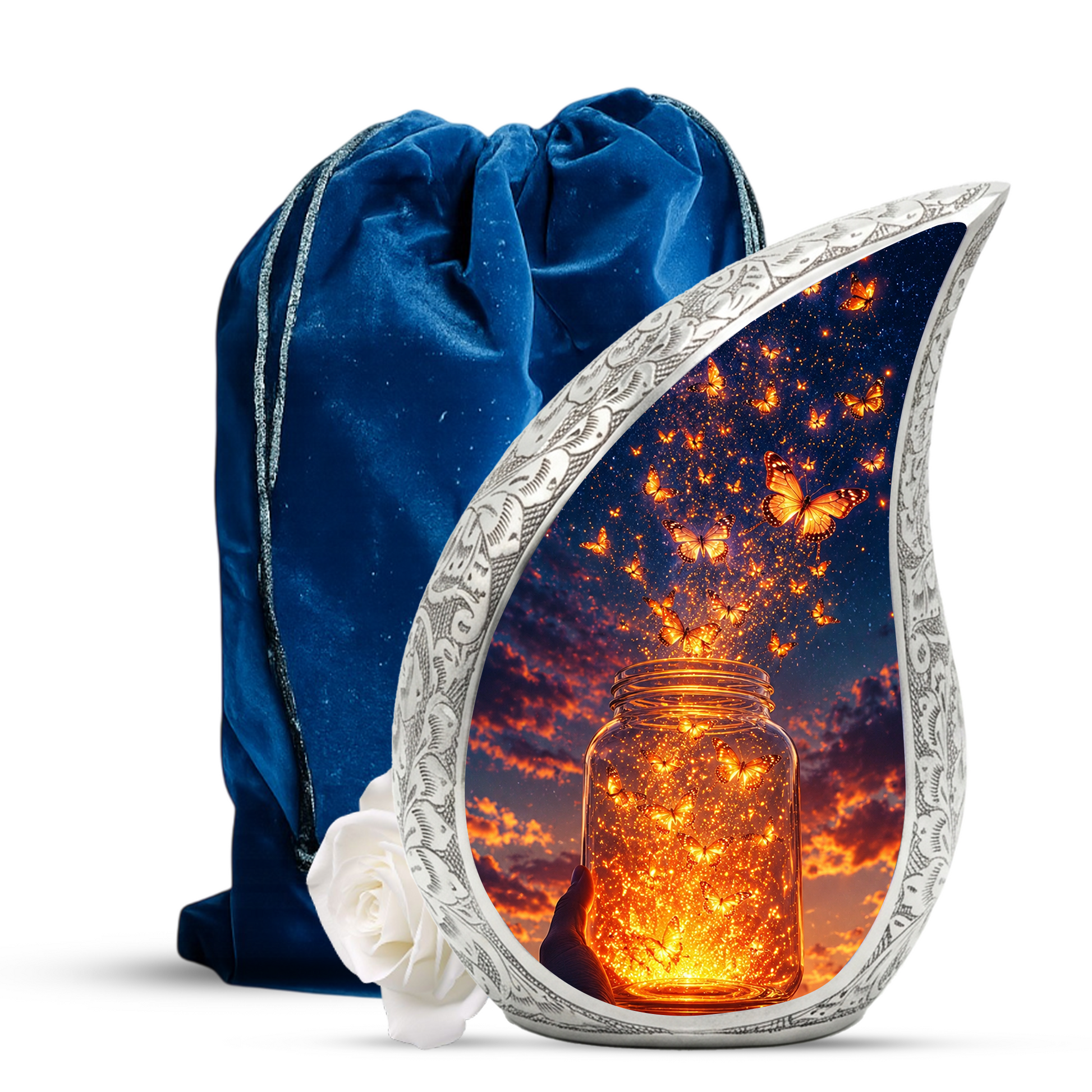 Butterfly Sunset Urn for Ashes | Glowing Butterfly Cremation Urn, Butterfly Urn for Human Ashes, Beautiful Memorial Urn