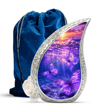 Purple Butterfly Memorial Urn for Mom, Butterfly Cremation Urn for Ashes