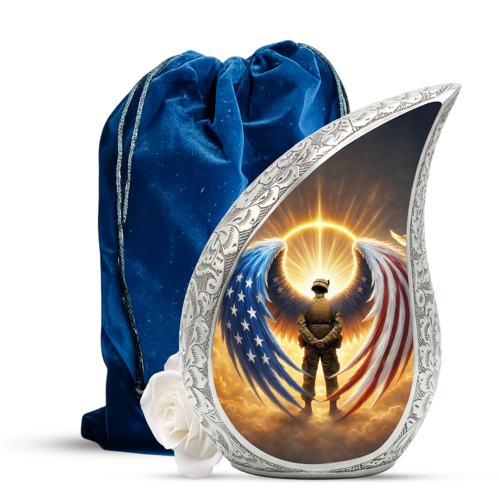 Patriotic Military Angel Urn for Dad – Personalized Urns for Dad