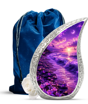 Purple Ocean Beach Cremation Urn for Adult Ashes