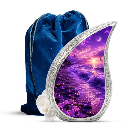 Purple Ocean Beach Cremation Urn for Adult Human Ashes- Personalized