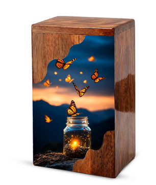 Butterfly Wooden Cremation Urn – Wooden Urn for Human Ashes |